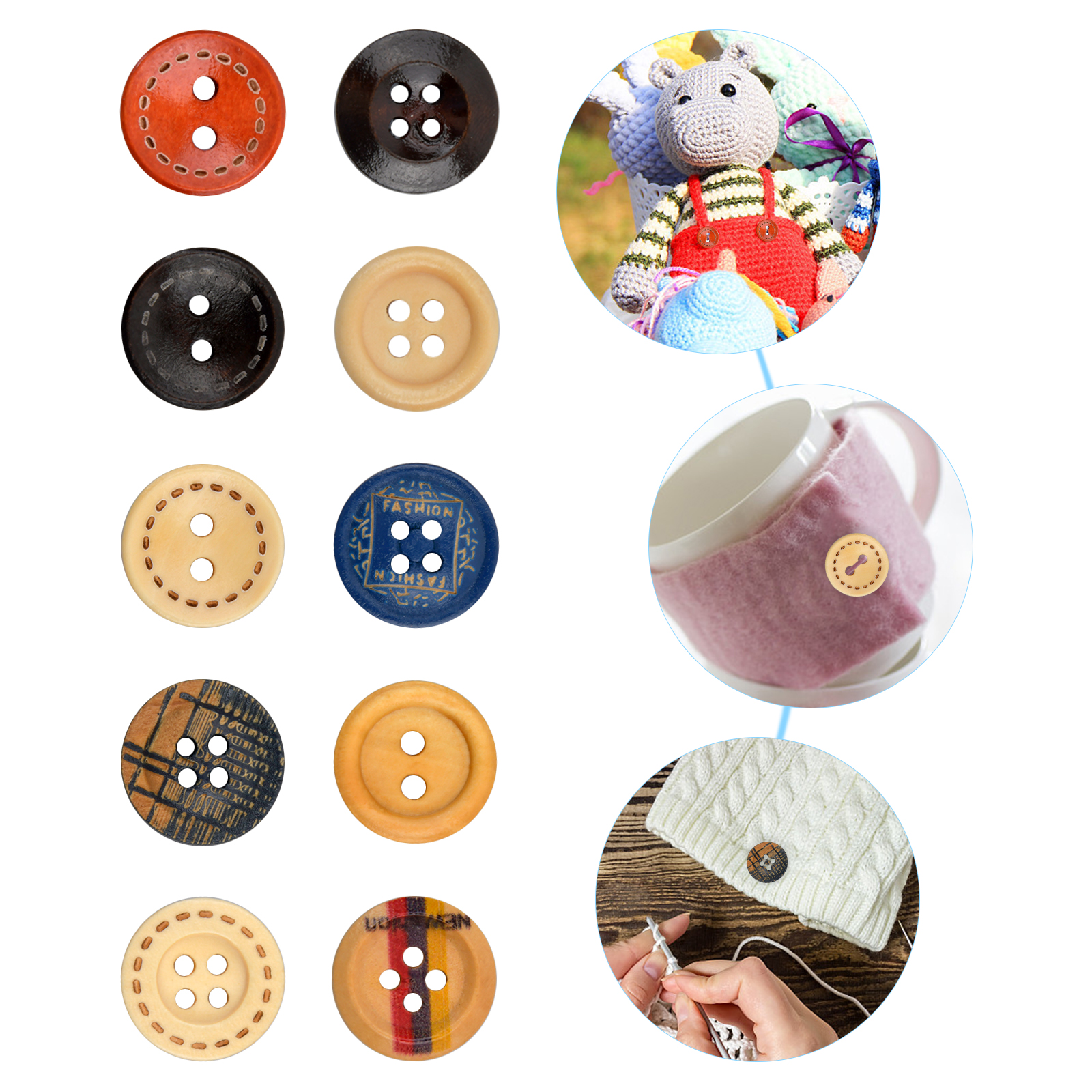 Buttons for Sewing 100pcs 1 inch Buttons Large Wood Buttons for Crafts  Mixed