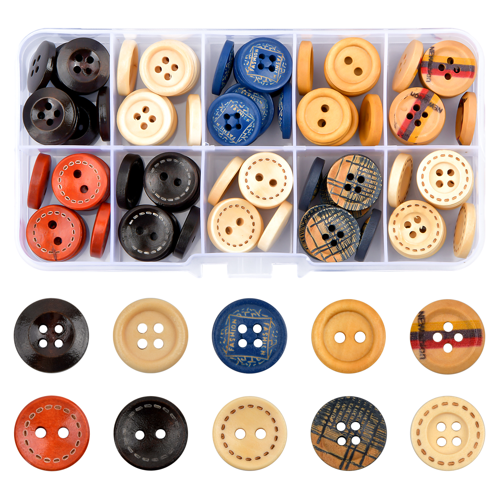 Round Color Buttons Wooden Buttons Fashionable And Cute Diy - Temu