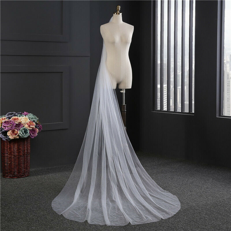 Blanco/Marfil 3M Longitud De La Catedral Borde De Encaje Velo Largo Para La  Cabeza Nupcial Con Peine Accesorios De Boda Velos De Novia De 23,18 €, DHgate