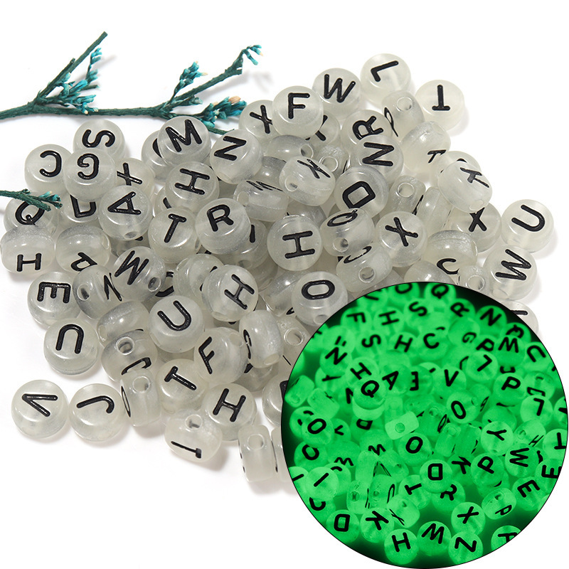 Flat Round Alphabet Beads Acrylic Transparent Letter Beads Jewelry Making  200pcs