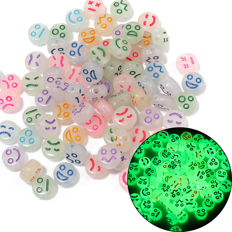 Acrylic Flat Round Beads Luminous Letter Expression Pattern - Temu Australia