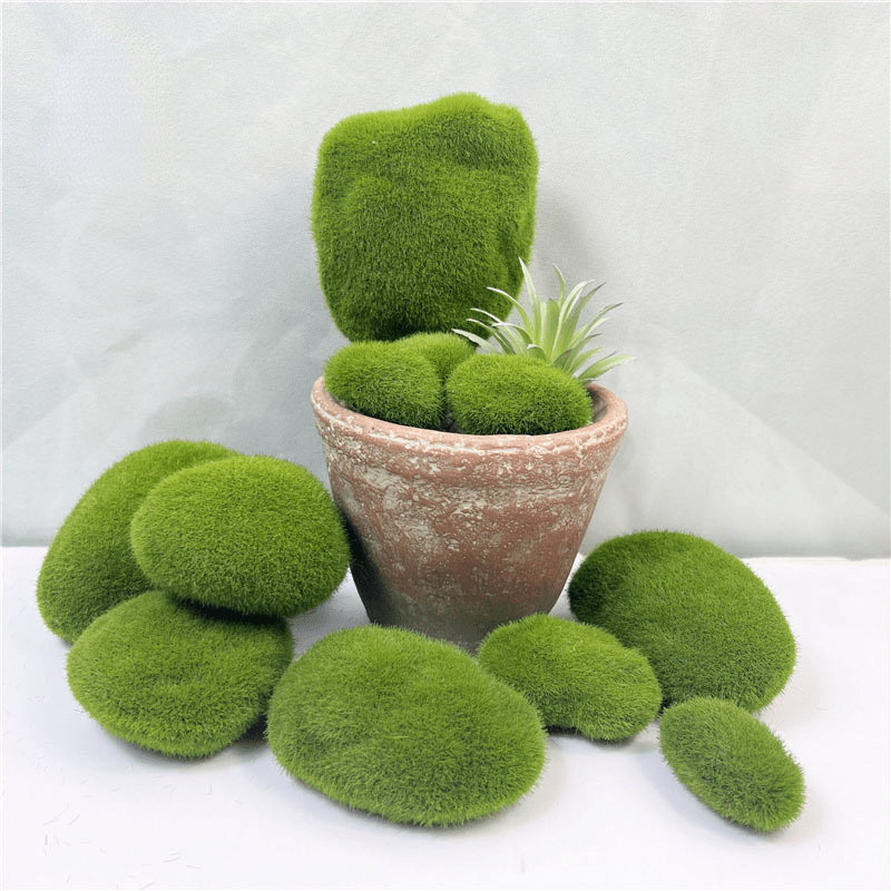 Green Artificial Moss Balls Decorative Moss Stones Greenery Plant