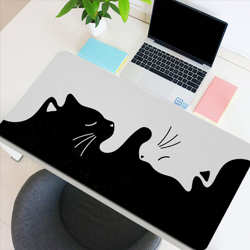 Black Mouse Pad Cat Cute Desk Mat Laptop Gaming Mousepad Gamer Carpet Large  Computer Desks Accessories Mouse Mats - Temu