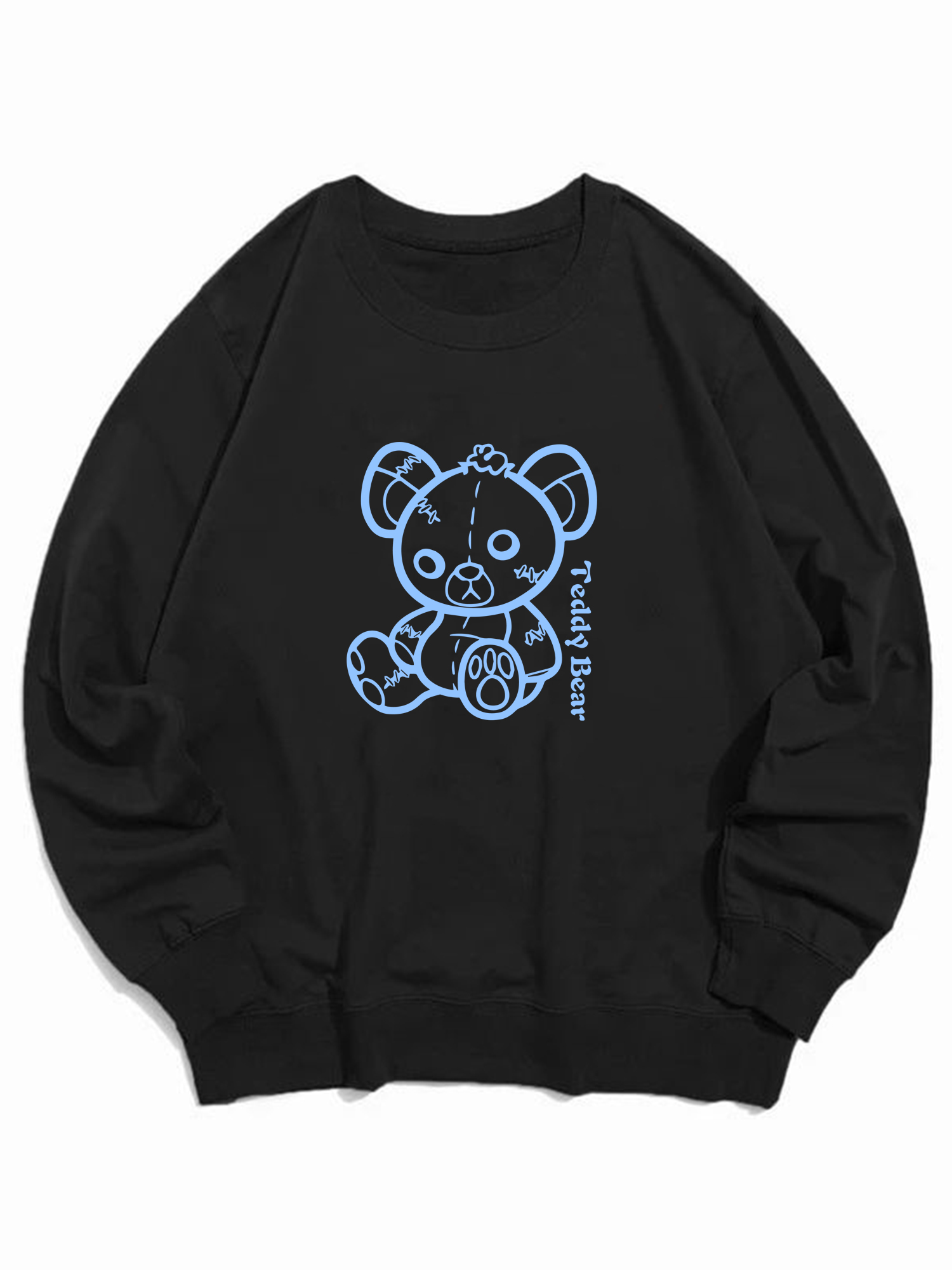 Men's Stitched Bear Graphic Sweatshirt, Casual Mid Stretch Breathable Long  Sleeve Shirt, Men's Clothing For Outdoor - Temu Australia