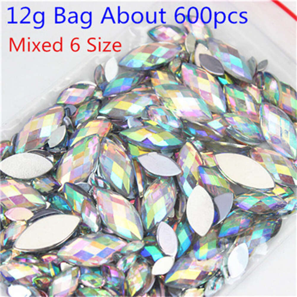Multi Size Acrylic Rhinestones Ab Flat Back 3d Non Hotfix Nail Art Decoration For Wedding Crafts