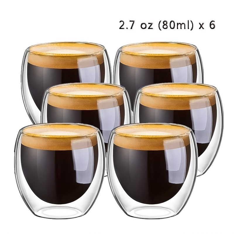 MIAMIO – 2.7 oz Ceramic Stackable Espresso Cups with Saucers and Metal Stand, Set of 6 Espresso Cup, Demitasse Cups, Coffee Mugs for Espresso, Latte