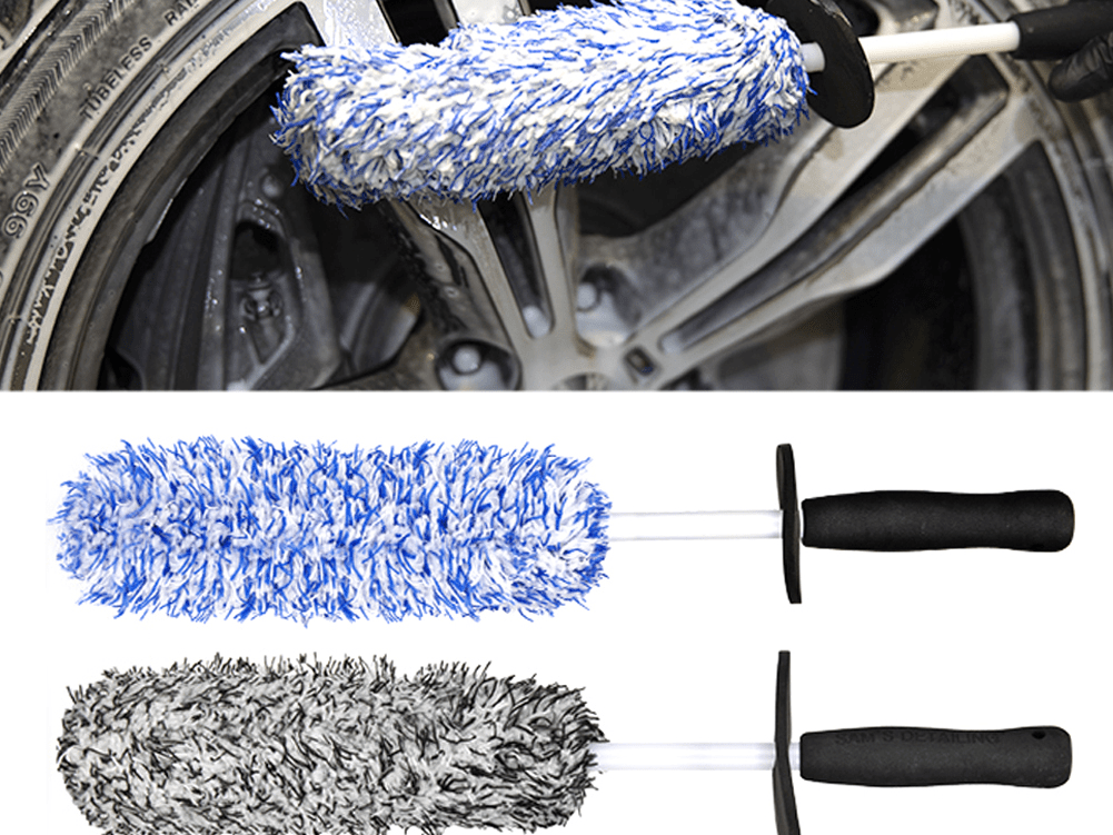 Car Wash Super Brush Plush Premium Wheels Brush Non-Slip Handle Rims Spokes  Microfiber Wheel Barrel Tire Rim Cleaning Brush