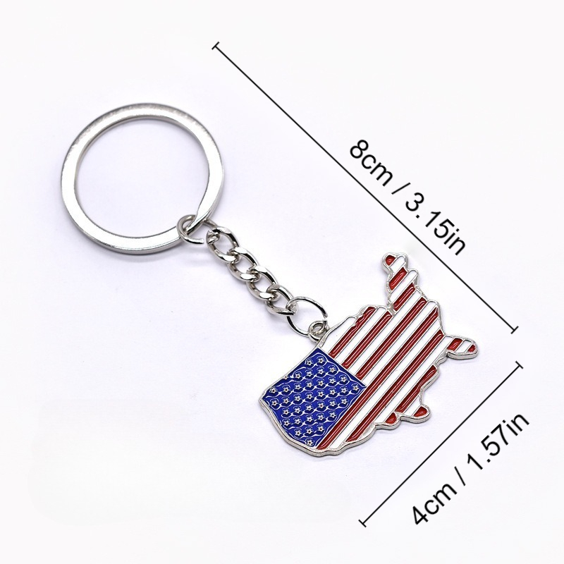 American Usa Flag Car Keychain, Creativre Zinc Alloy Circular Car