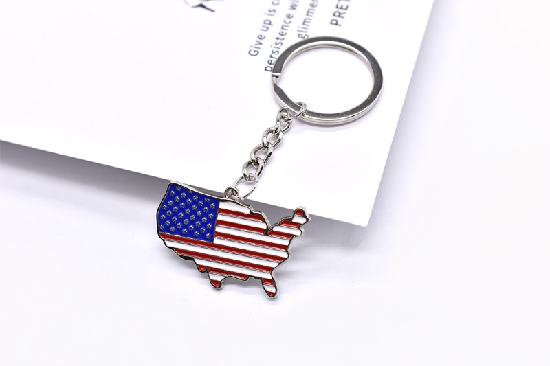 American Usa Flag Car Keychain, Creativre Zinc Alloy Circular Car