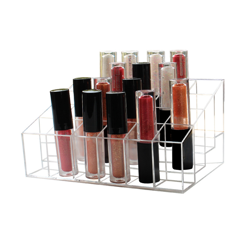 byAlegory - Organizador de brillo de labios acrílico y lápiz labial  acrílico, 48 espacios de belleza cosmética, transparente