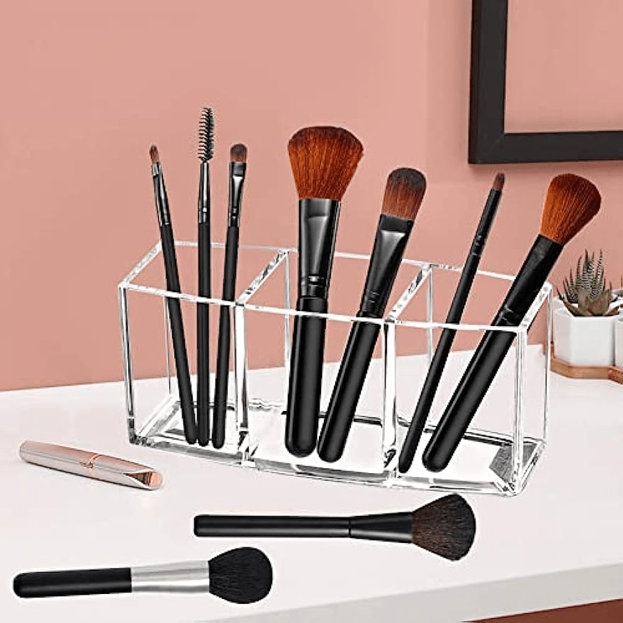 Xlsfpy Clear Makeup Brush Organizer Acrylic Cosmetics Brushes Storage Holders Cute Pen and Pencil Holder for Desk