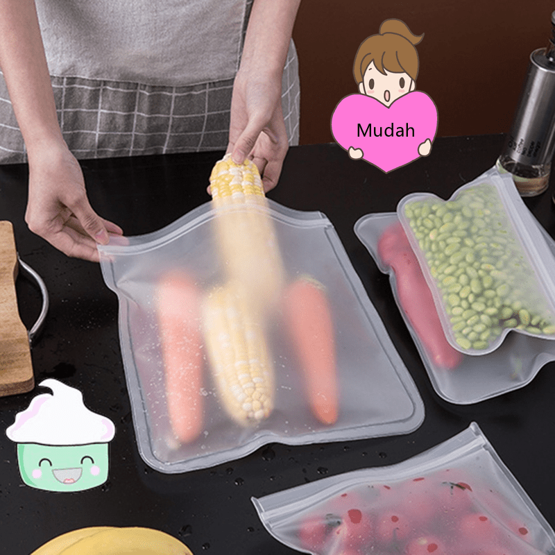  Reusable Silicone Food Storage Bags,WOHOME Airtight