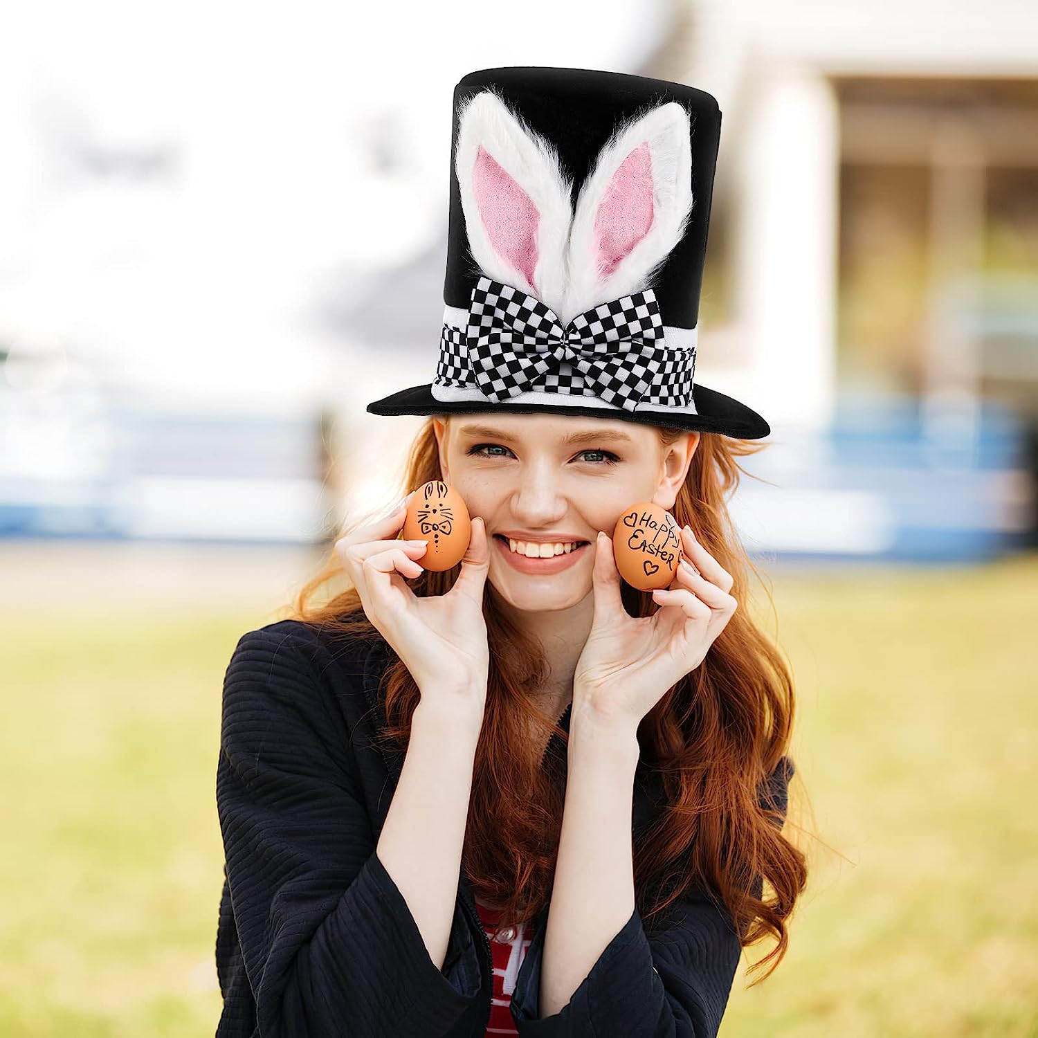 Cappello a cilindro di coniglio bianco - Coniglietti vestono cappello  costume con orecchie per adulti e bambini