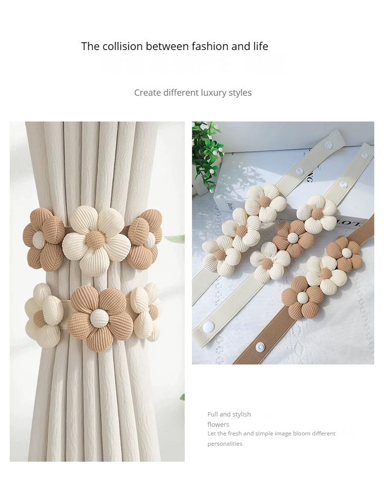 1pc flower pattern curtain tieback curtain   no drilling binding strap curtain storage rope curtain accessories for bedroom living room home decor details 2