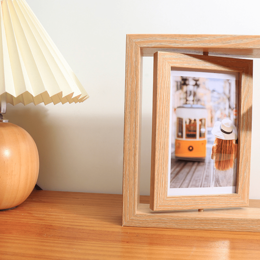 Creative Wooden Photo Frame Double sided Rotating Photo - Temu