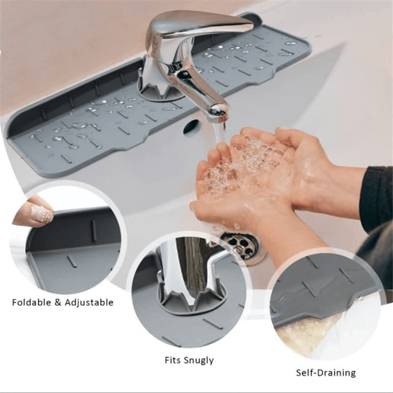 Kitchen Silicone Faucet Mat Foldable Sink Mat Bathroom Countertop Protector  Mat