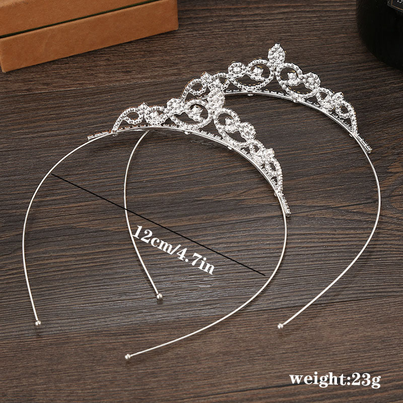 1pc Diademi Da Principessa Per Ragazze Bambini, Diadema Argentato Con  Corona Di Cristallo, Vestito Da Principessa Con Corona Di Cuore, Fascia Per