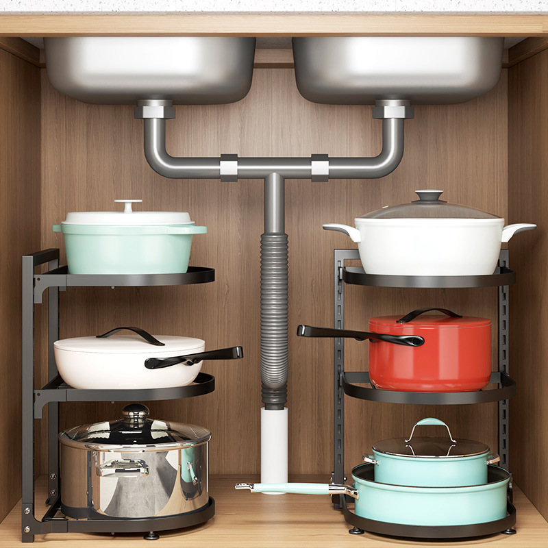 Multifunctional Household Kitchen Floor Storage Rack, Multi-layer Storage  Rack Under Cabinet, Layered Pot Pan And Lid Rack, Cooker Organizer, Kitchen  Accessories - Temu