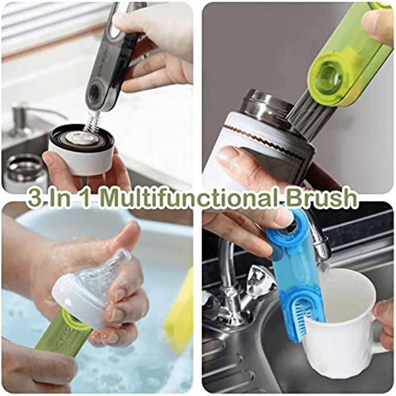 3 in 1 Multifunctional Cleaning Brush, Water Bottle Brushes for