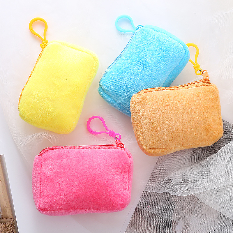 Plush Square Coin Purse Mini Storage Bag For Girls