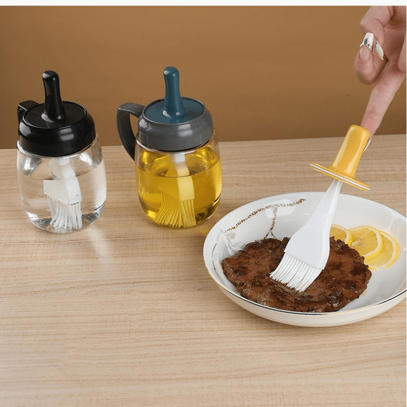 Botella dispensador de aceite con cepillo de silicona para cocina