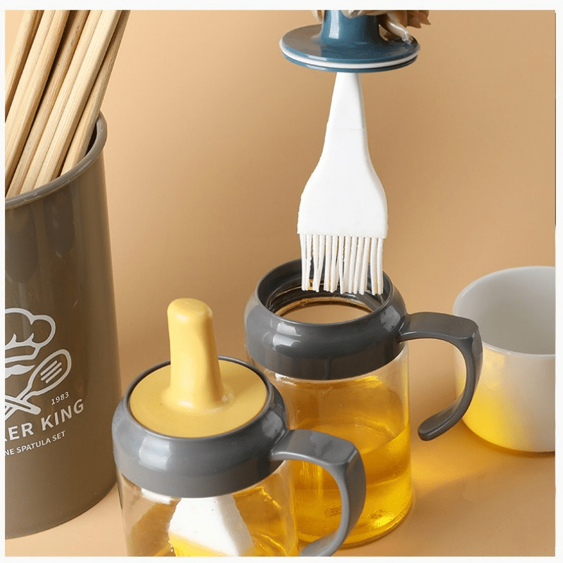 Oil Bottle Dispenser With Brush Plastic Olive Oil Kettle Silicone