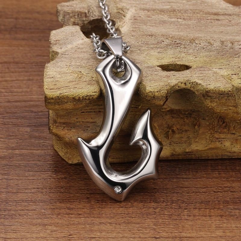 1pc Hawaiian Tribal Style Fish Hook Necklace For Men