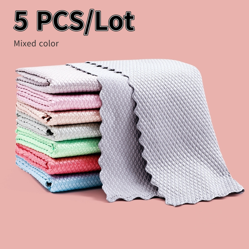 5/10/20pcs, Serviette De Nettoyage Domestique, Chiffons Anti-graisse De  Cuisine, Tissu Absorbant Pour Essuyer Les Écailles De Poisson, Chiffon De