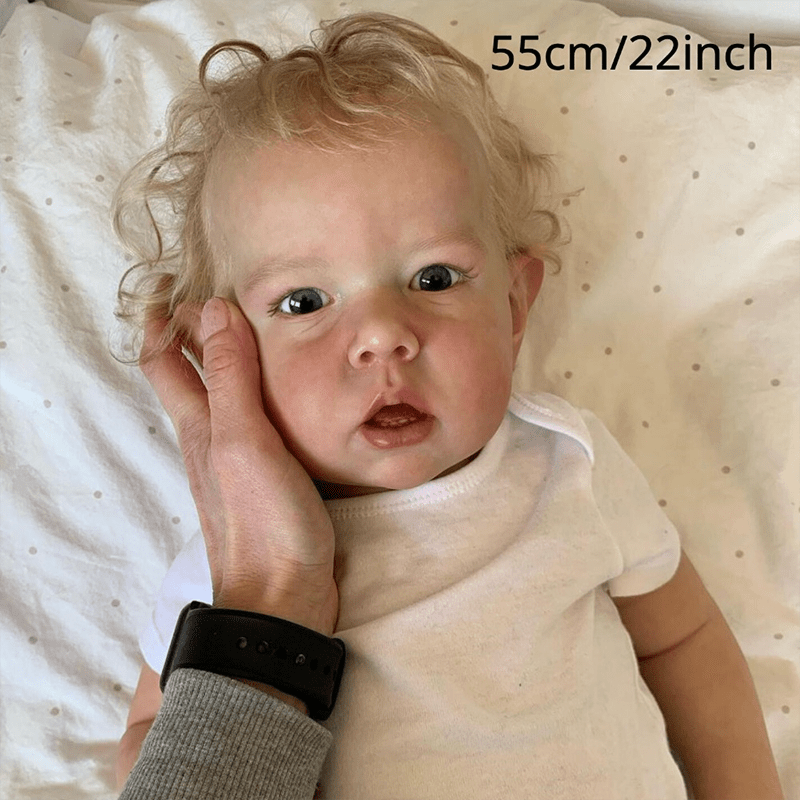 リアルなリボーンベビードール55cm 22インチリアルな新生児男の子3Dペイントスキンと手作りの柔らかいシリコン幼児のおもちゃ