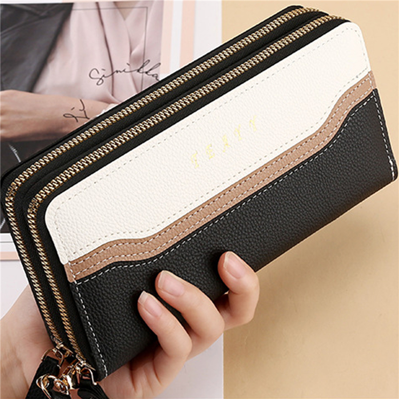 Women's Trendy Colorblock Long Wallet, Zipper Around Coinpurse, Versatile  Credit Card Holder - Temu