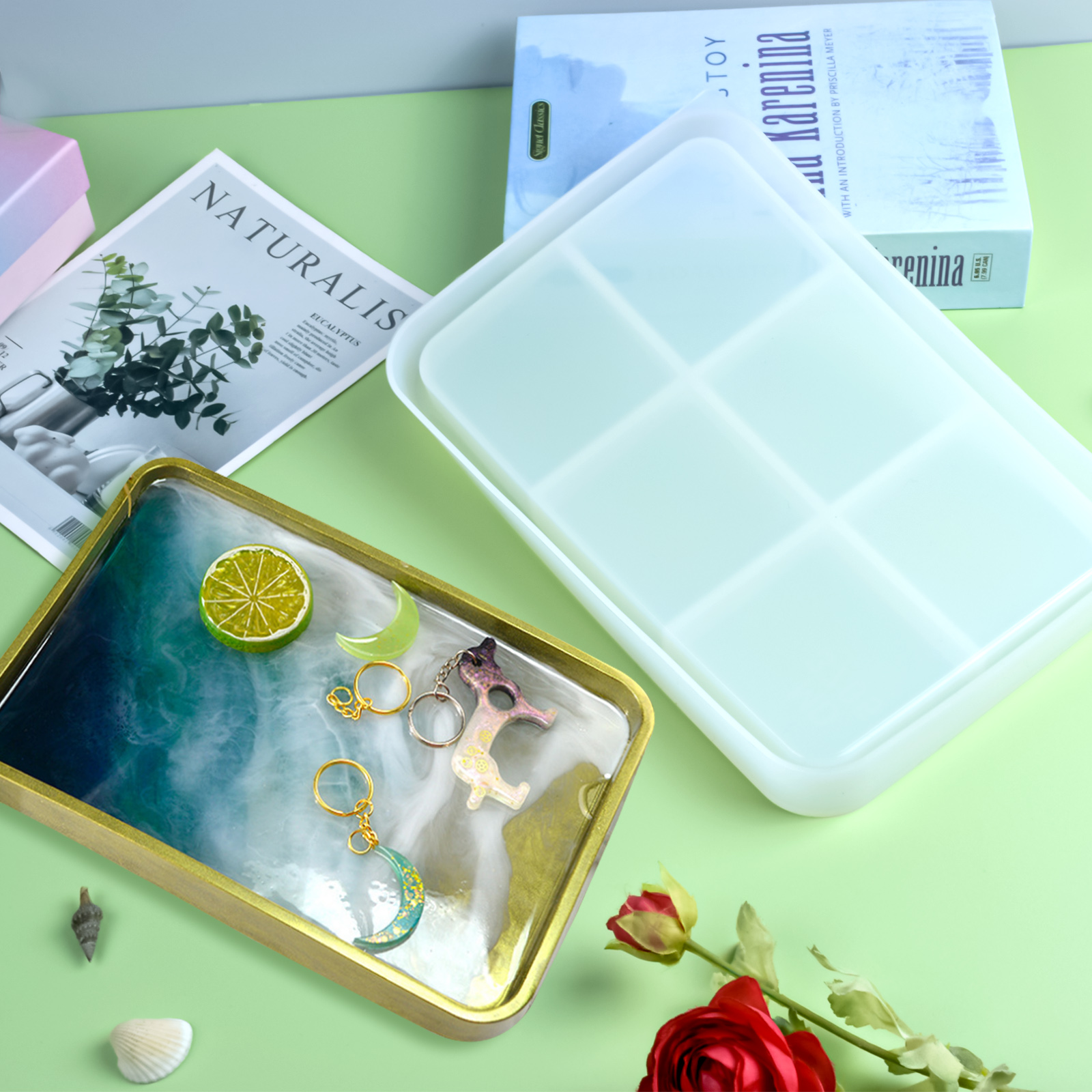 Silicone Resin Box Mold, Jewelry Storage Boxes Tray Epoxy Silicon