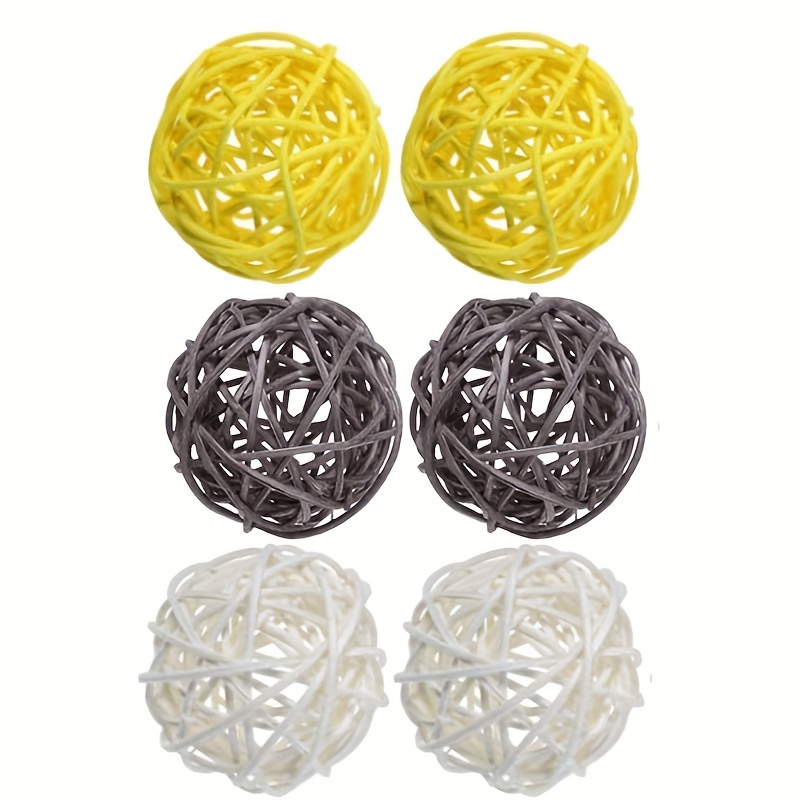 6 Bolas Decorativas Amarillas Para Centro De Mesa, Bolas De Ratán De 2.0  In, Bolas De Mimbre, Esferas Decorativas De Ramas, Rellenos De Cuencos,  Relle