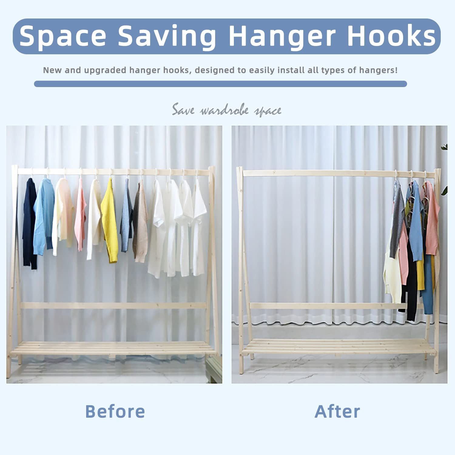 Hangers Space Saving, 24PCS Hanger extender hooks, Hanger