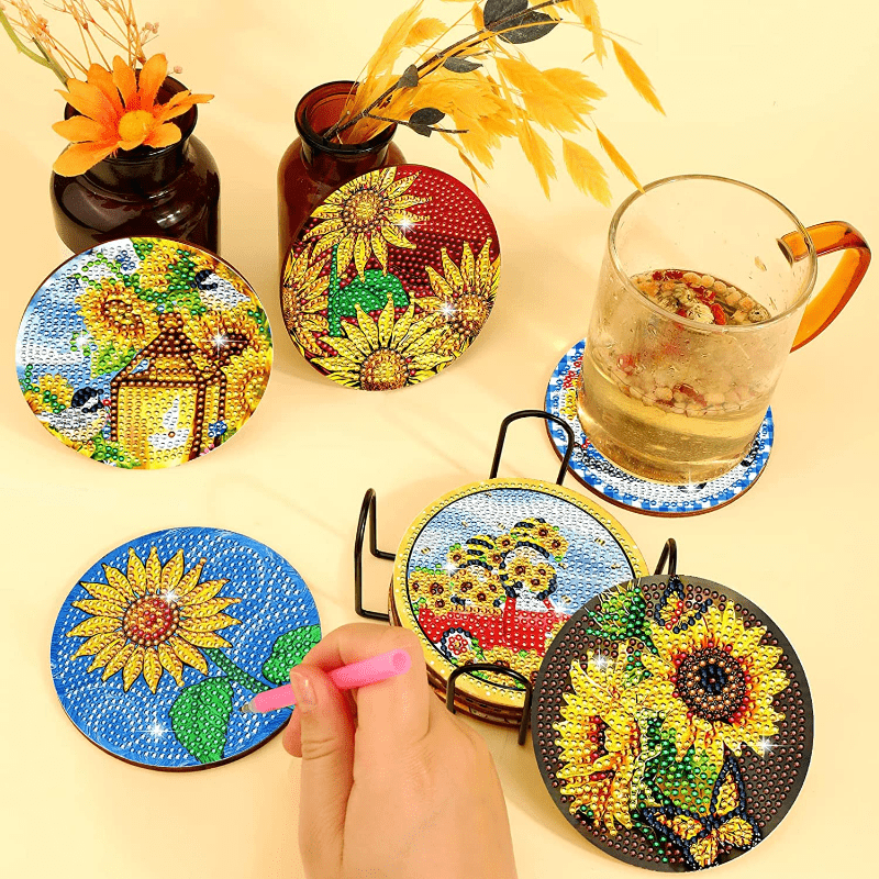 8pcs Fruit Style Diamond Painting Coasters Kit With Holder Diy