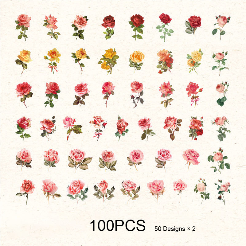  40Pcs Scrapbook Vintage Aesthetic Flower Stickers