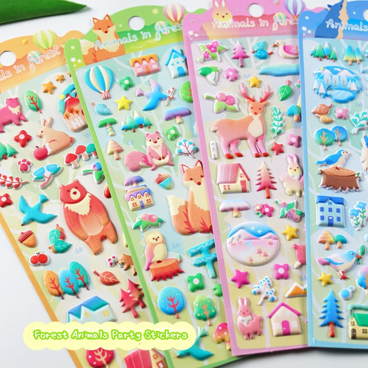 Kawaii 3d Puffy Forest Animals Party Stickers Scrapbooking - Temu
