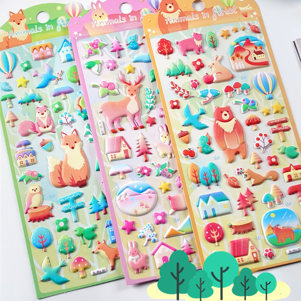 Kawaii 3d Puffy Forest Animals Party Stickers Scrapbooking - Temu