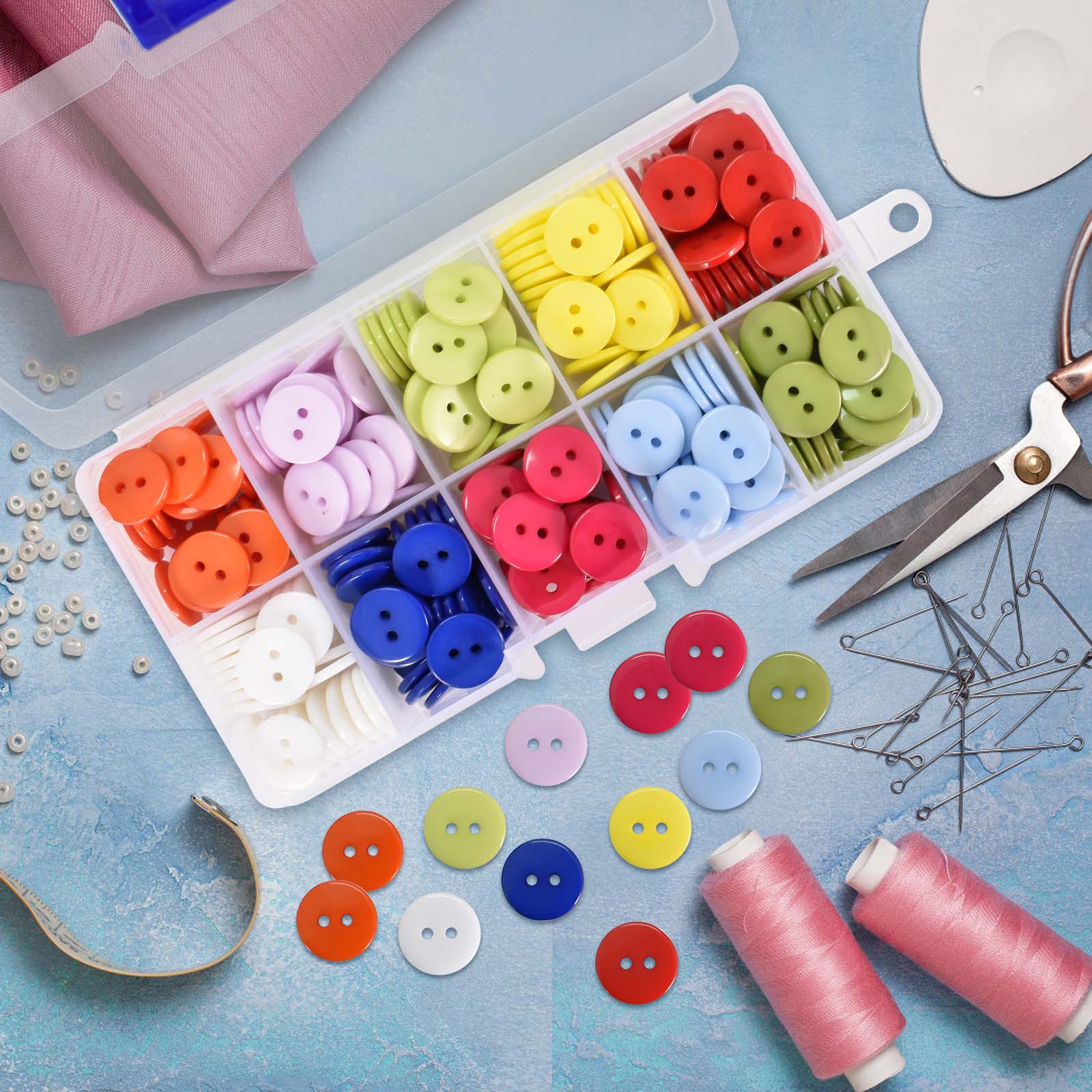 660pcs Buttons Mixed Resin Buttons Assorted Colorful Buttons Plastic Round  Ridge 2/4/6 Holes Sewing Buttons