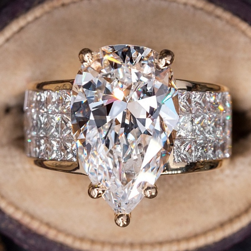 

Elegant 18k Plated Ring Inlaid Large Shining Zircon Elegant Jewelry For Engagement Wedding Scenes Evening Party Decor