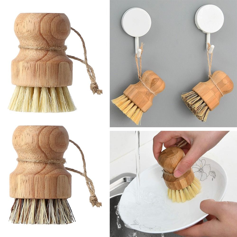 Palm Pot Brush Bamboo Round Mini Scrub Brush Natural Scrub Brush Wet  Cleaning Scrubber For Wash Dishes Pots Pans Vegetables - Temu