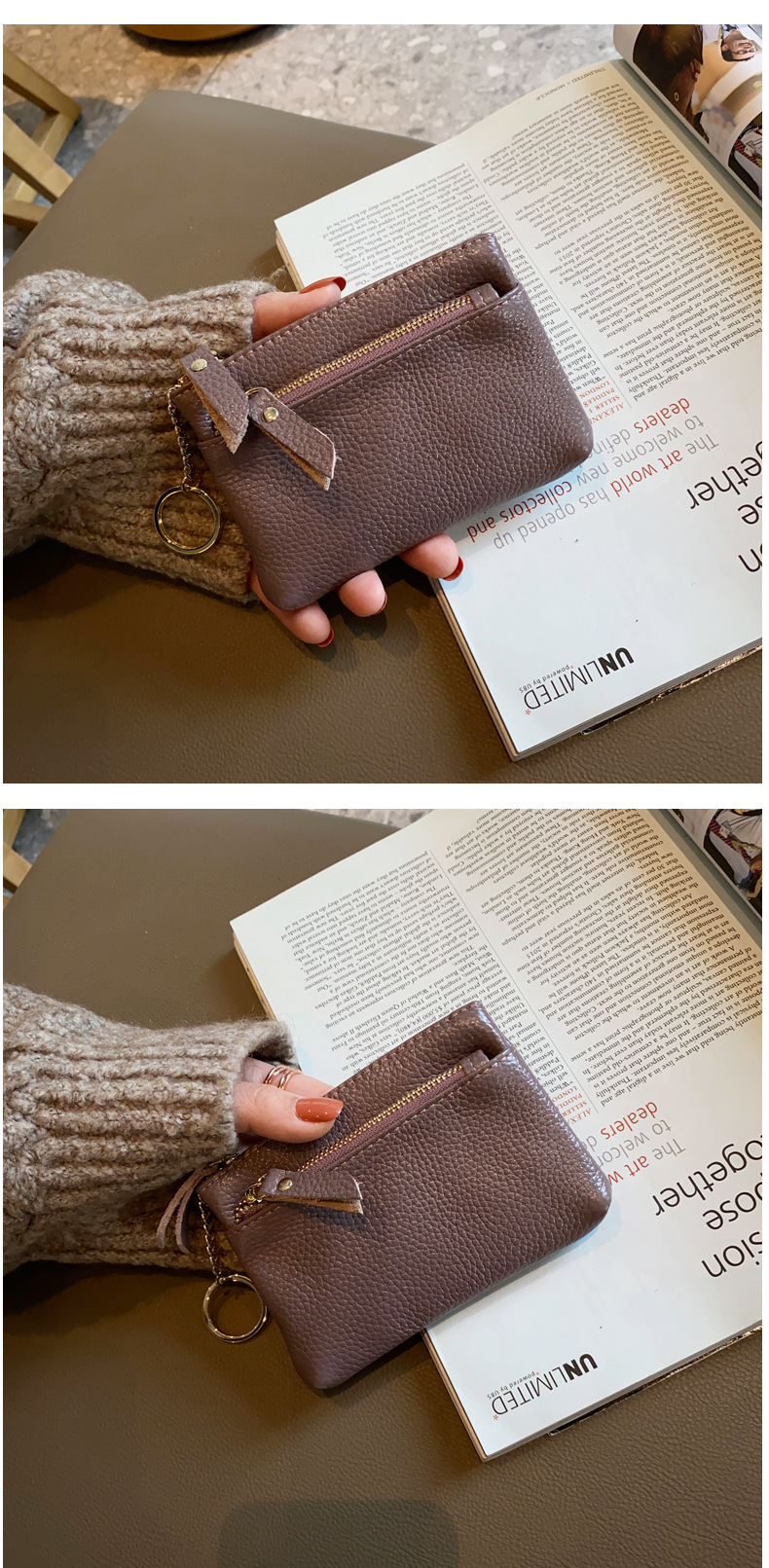 ESPE Gemma Vegan Leather Small Wallet with Cherry Blossom Appliqué Grey
