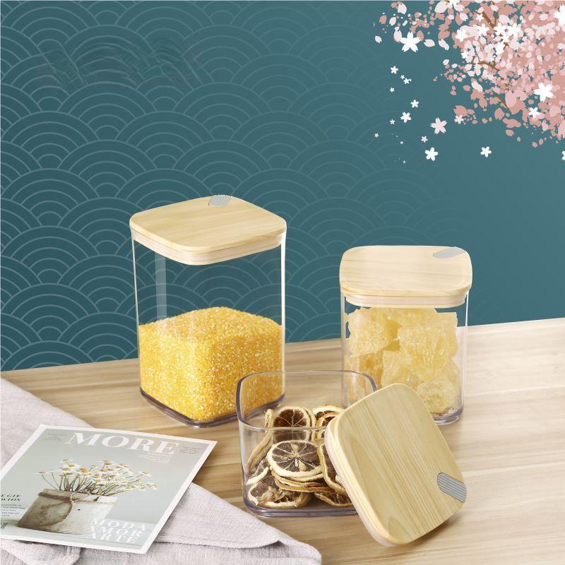 Clear Cute Glass Storage Jar Holder With Airtight Bamboo Lid - Temu