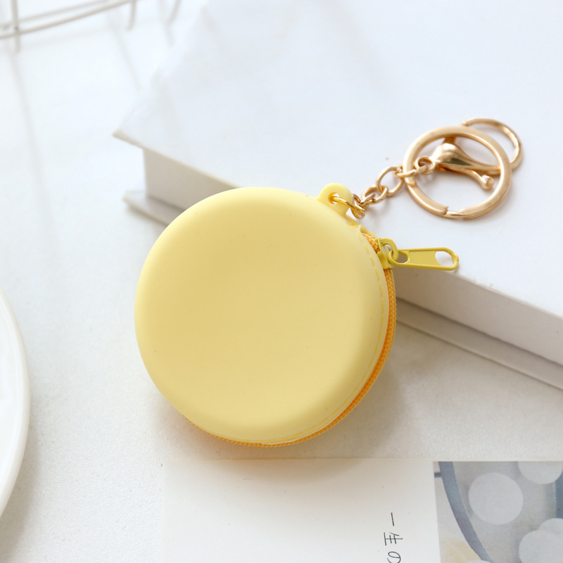 Coin Purse Keychain, Silicone Wallet Keyring Kawaii Headset Bag Round  Change Pouch Bag Lovely Bag Pendant Kid Gift(P1,Pink)