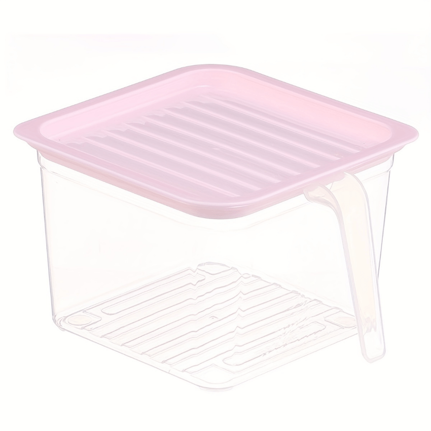 Food Storage Container With Handle & Lid For Pantry, Fridge & Freezer -  Pink 