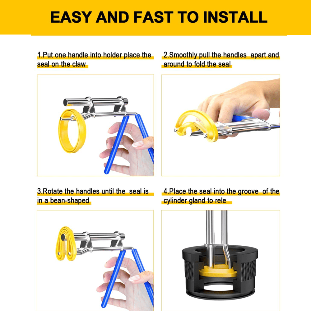 3mirrors Hydraulic Seal Installation Tools U-Cup Rod Seal Installation Tool  Kits Hydraulic Cylinder Piston Repair Seal Kit