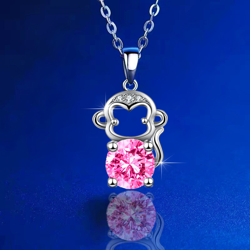 TEMU Cute Silvery Color Monkey Necklace Accessories For Women's Fashion Dolphin Pendant Valentine's Day Pendant