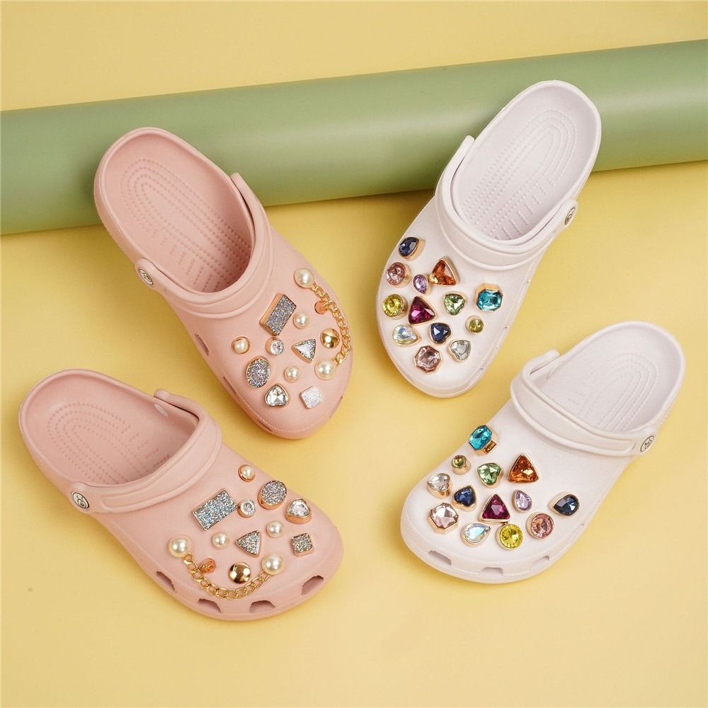 Rhinestone Bling Shoes Charm Glitter Patches For Croc Charms Crystal  Rhinestone Metal Chain Shoes Accessories Diy Buckle Pearl Shoes Flower  Decorations - Temu