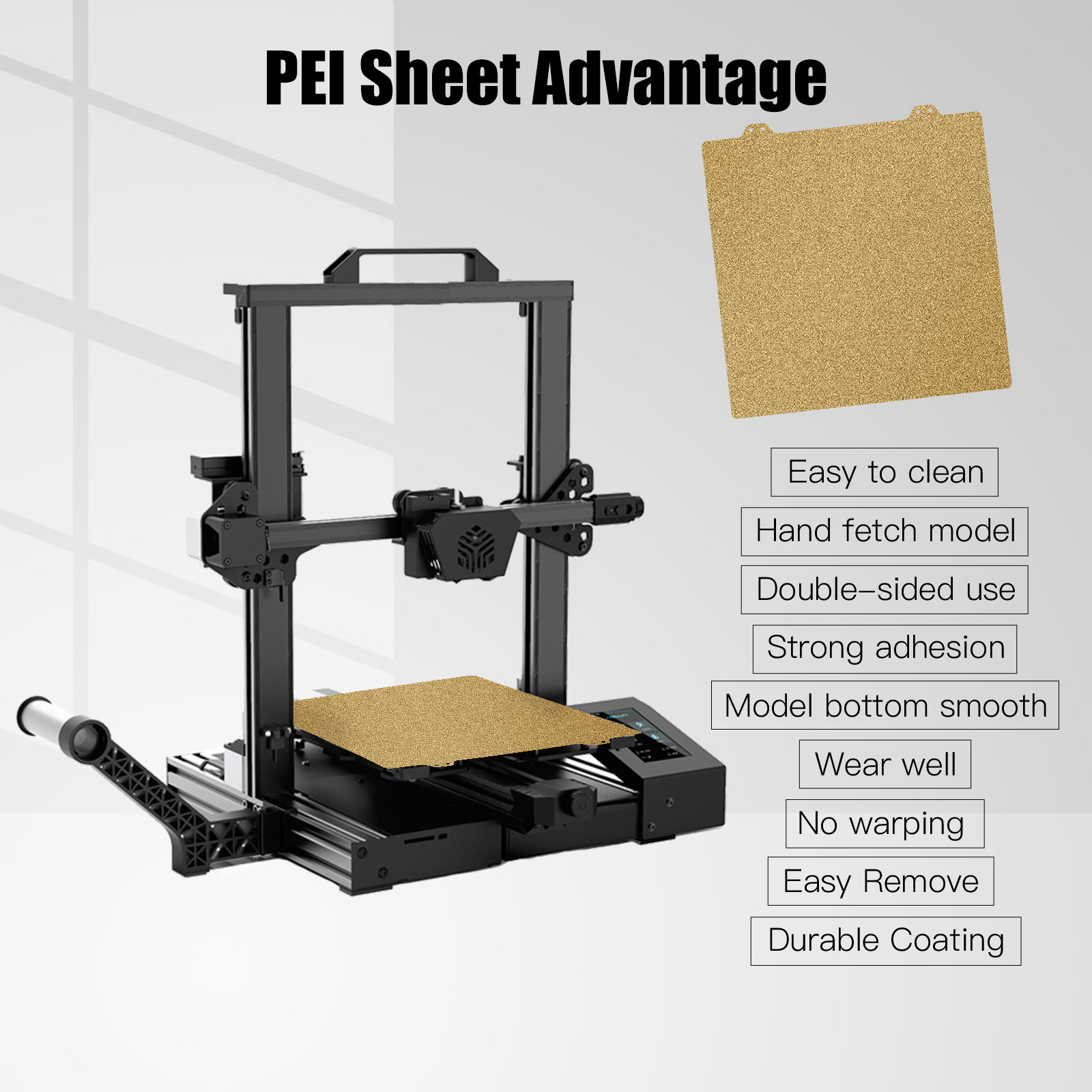 IdeaFormer PEO+PEI Druckplatte Nein Magnetische Platte 220x220mm,  Doppelseitige Texturiertes PEO+PEI Sheet für MK2, MK2A, Anet A8, Anet A6 3D  Drucker : : Gewerbe, Industrie & Wissenschaft