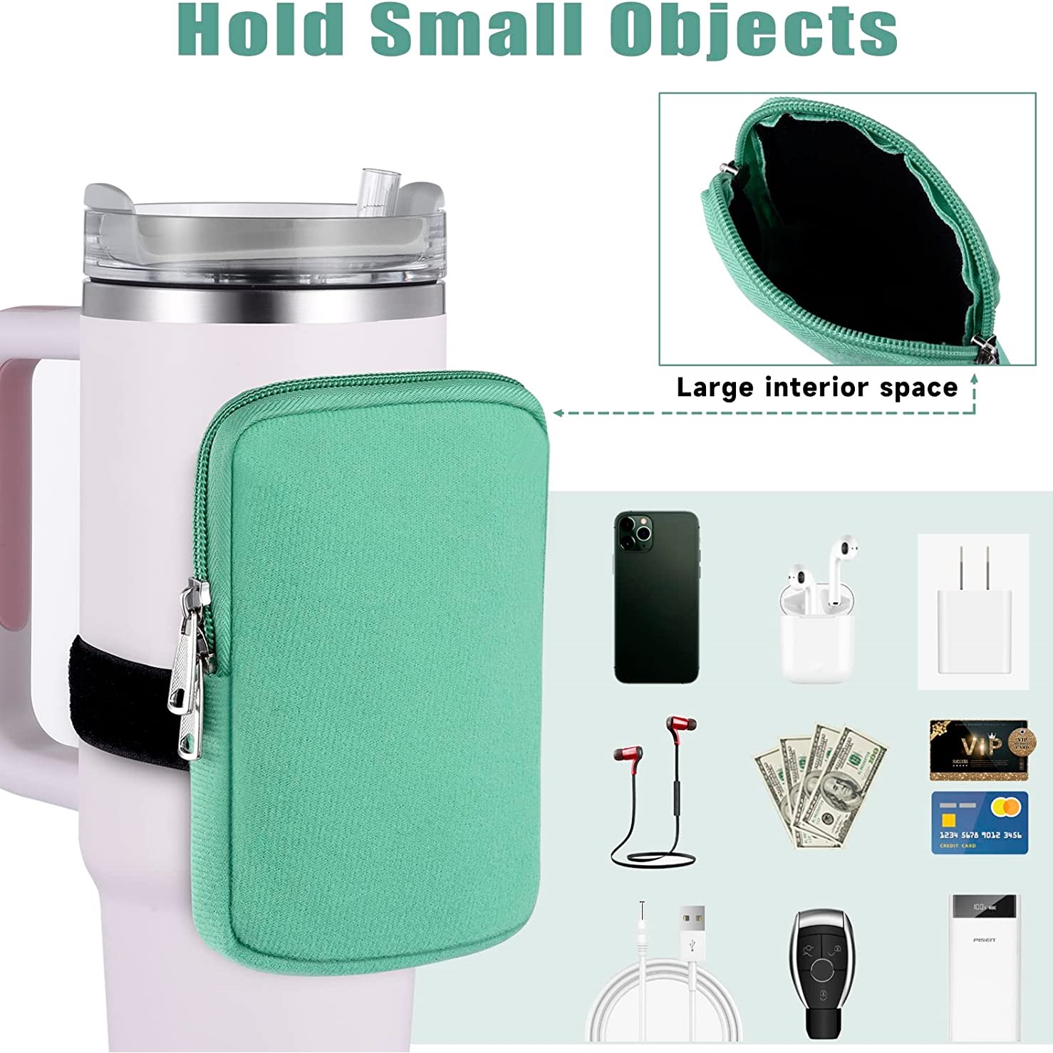 Multifunctional Water Bottle Pouch For Stanley Water Cup, Portable Cotton  Pocket For Cards, Keys, Wallet, Earphone - Temu