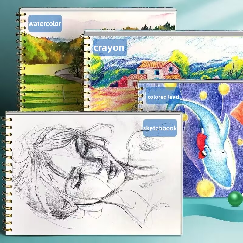 8K/A4 Flip Up Cute Watercolor Sketchbook Coil Drawing Book